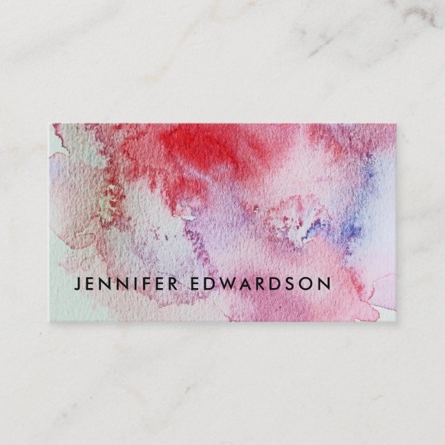 Carte De Visite Professionnel moderne de l'aquarelle rouge (Devant)