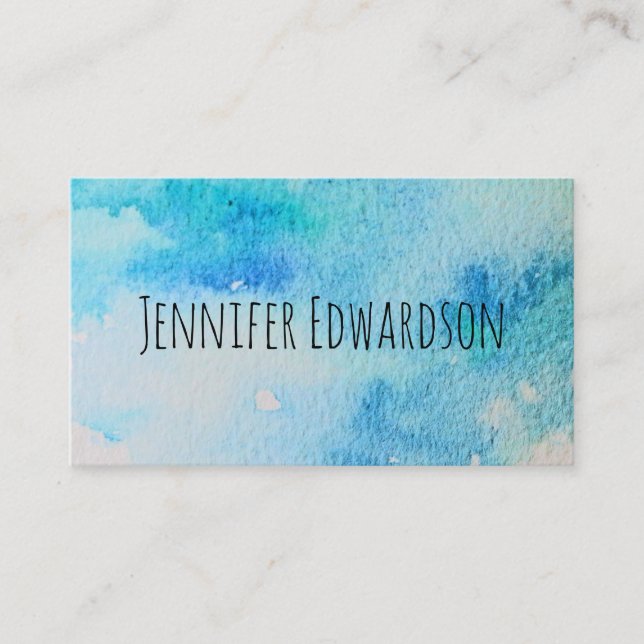 Carte De Visite Professionnel moderne de l'aquarelle turquoise (Devant)