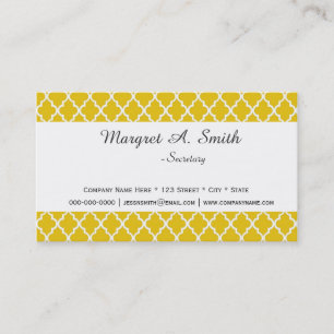 Carte De Visite Professionnel moderne de quatrefoil jaune soleil