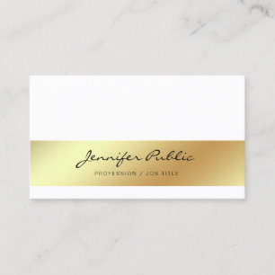 Carte De Visite Professionnel Moderne Design Blanc Or Chic Simple