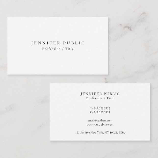 Carte De Visite Professionnel Moderne Design élégant Simple Design (Devant / Derrière)
