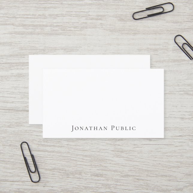 Carte De Visite Professionnel Moderne Élégant Blanc Élégant (Devant/Arrière en situation)