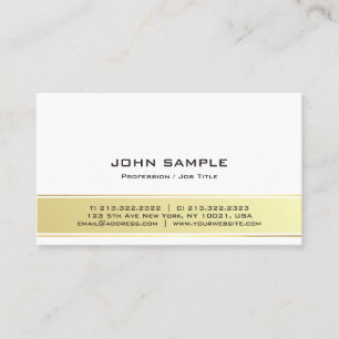 Carte De Visite Professionnel Moderne Elegant Blanc et Or Matte