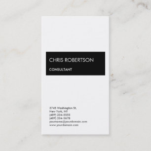 Carte De Visite Professionnel Moderne Elégant Blanc Noir rayé
