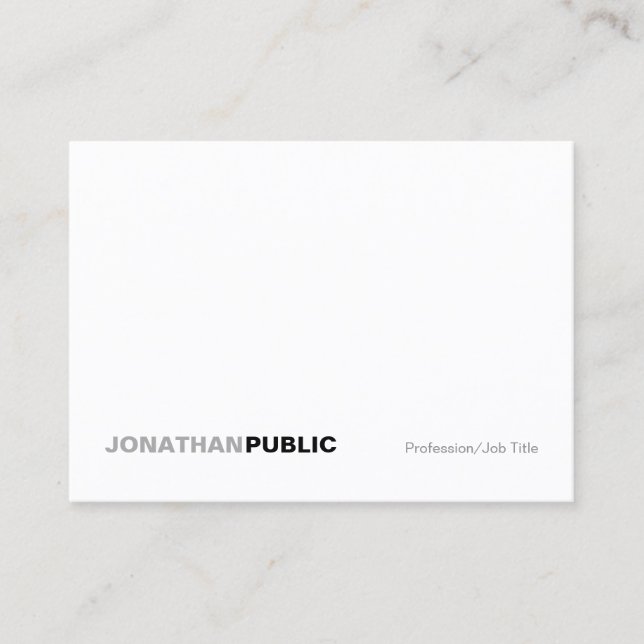 Carte De Visite Professionnel Moderne Élégant Blanc Simple Plain (Devant)