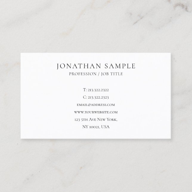 Carte De Visite Professionnel Moderne Élégant Design simple Person (Devant)