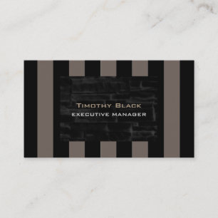 Carte De Visite Professionnel Moderne Elégant Noir Beige rayé