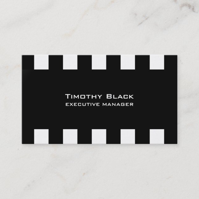 Carte De Visite Professionnel moderne Elégant noir blanc rayé (Devant)