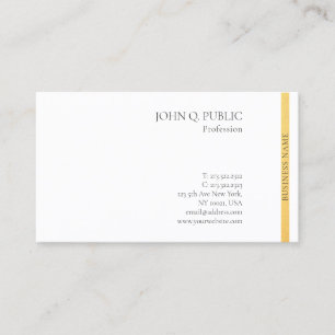 Carte De Visite Professionnel Moderne Élégant Or Blanc Simple