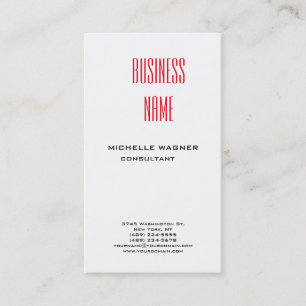 Carte De Visite Professionnel Moderne Elegant Rouge Blanc Minimali