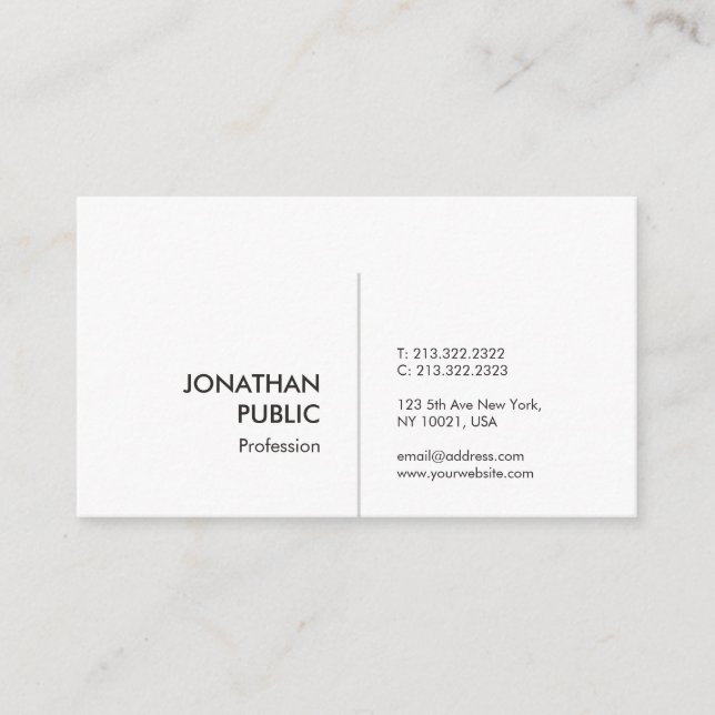 Carte De Visite Professionnel Moderne Élégant Simple Cool simple T (Devant)