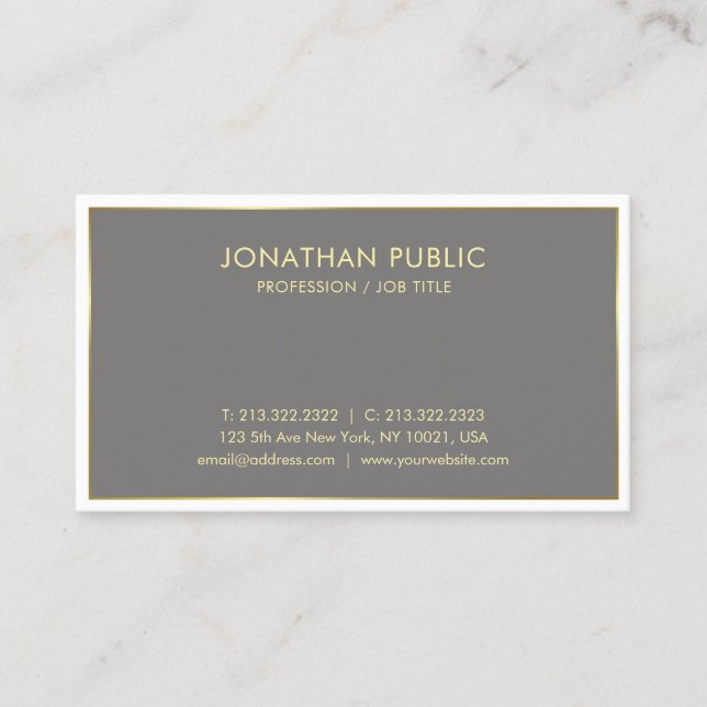 Carte De Visite Professionnel Moderne Élégant Sombre Brown Luxe (Devant)