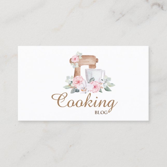 Carte De Visite Professionnel, Moderne, Fleur mixte, Blog de Cuisi (Devant)