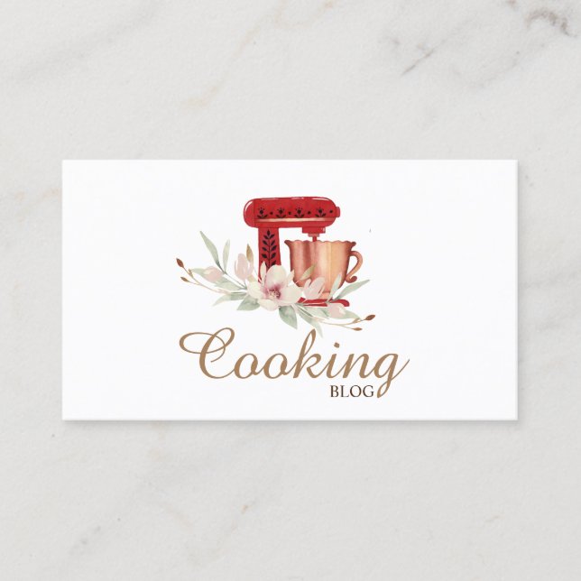 Carte De Visite Professionnel, Moderne, Fleur Mixte Rouge, Cuisine (Devant)
