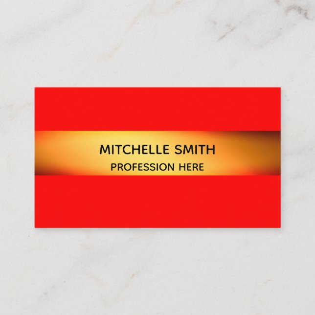 Carte De Visite Professionnel moderne Golden Simply Red (Devant)