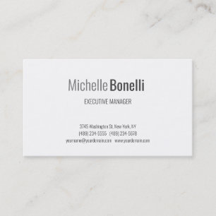 Carte De Visite Professionnel moderne gris blanc minimaliste Éléga