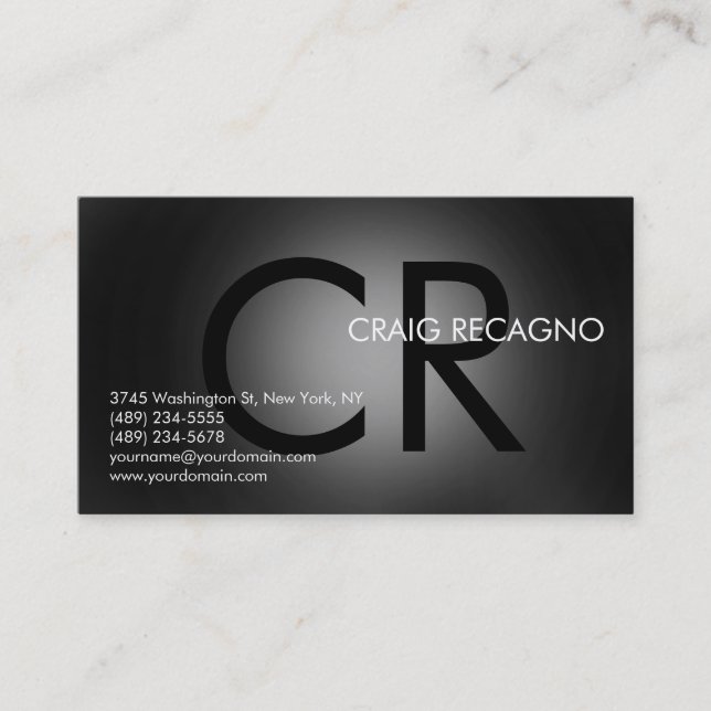 Carte de visite professionnel moderne gris noir (Devant)