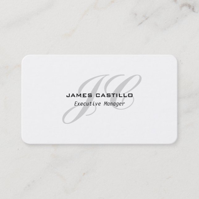 Carte De Visite Professionnel Moderne Gris Premium Monogramme (Devant)