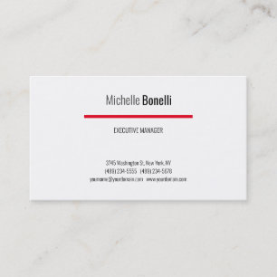 Carte De Visite Professionnel moderne gris rouge blanc minimaliste
