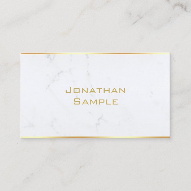 Carte De Visite Professionnel moderne Marbre blanc Gold Modèle (Devant)