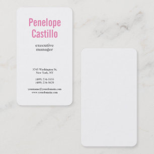 Carte De Visite Professionnel moderne minimaliste rose clair