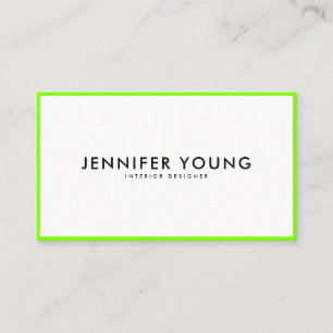 Carte De Visite Professionnel moderne minimaliste vert au néon à