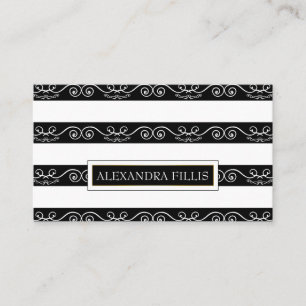 Carte De Visite Professionnel moderne noir blanc rayé