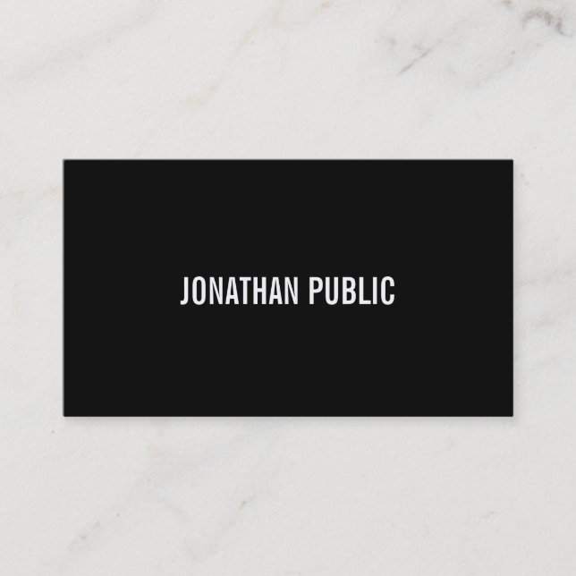 Carte De Visite Professionnel Moderne Noir Et Blanc Style Simple (Devant)