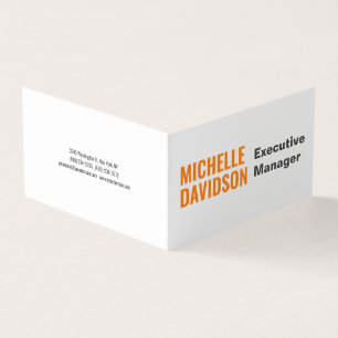 Carte De Visite Professionnel Moderne Orange Blanc Minimaliste Pla