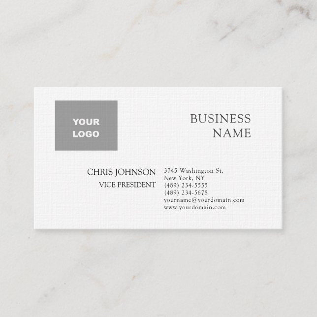 Carte De Visite Professionnel Moderne Plain Simple Linge Premium (Devant)