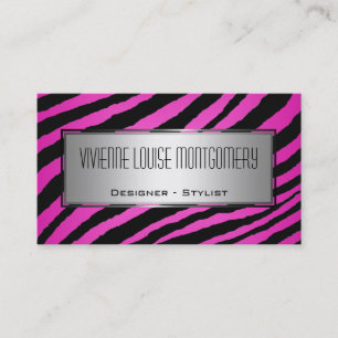 Carte de visite professionnel moderne rose Zebra