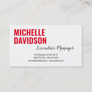Carte De Visite Professionnel moderne Rouge blanc minimaliste Plai