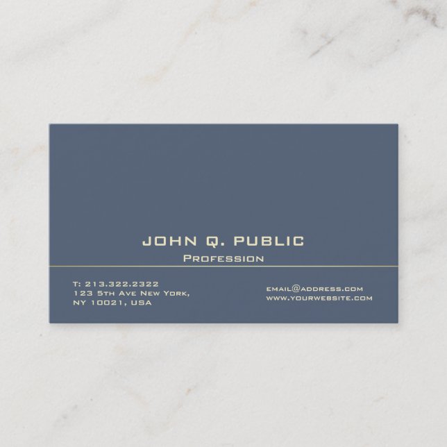 Carte De Visite Professionnel moderne Signature bleu foncé Mat UV (Devant)