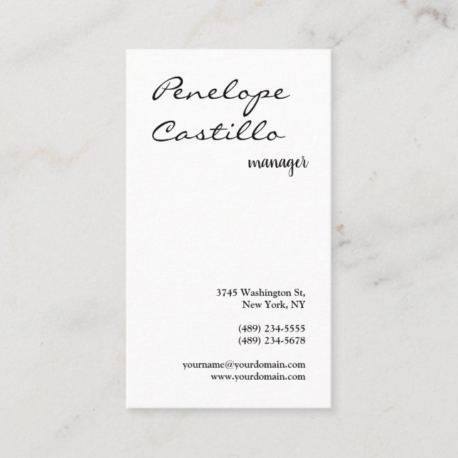 Carte De Visite Professionnel Moderne Simple Design Noir & Blanc (Devant)