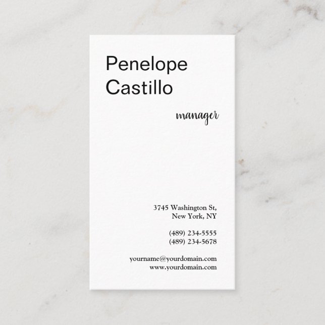 Carte De Visite Professionnel Moderne Simple Design Simple (Devant)