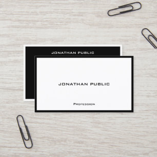 Carte De Visite Professionnel Moderne Simple Élégant Noir & Blanc