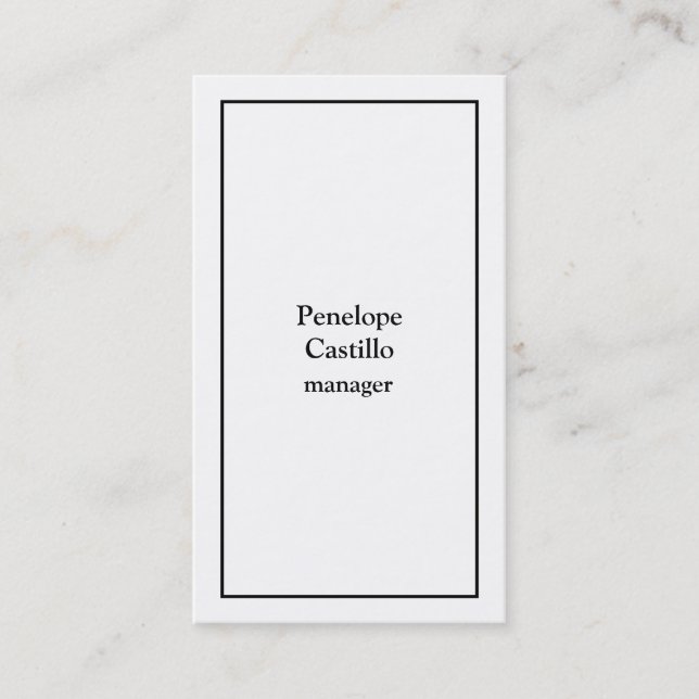 Carte De Visite Professionnel Moderne Simple Noir & Blanc (Devant)