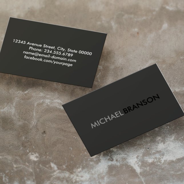 Carte De Visite Professionnel Moderne Simple Noir Minimaliste (Créateur téléchargé)