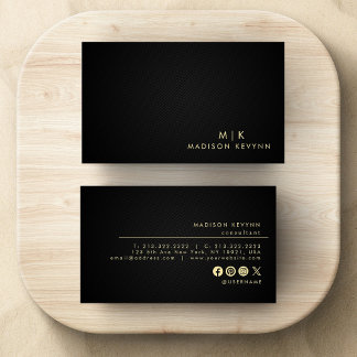 Carte De Visite Professionnel Moderne Simple Noir Minimaliste