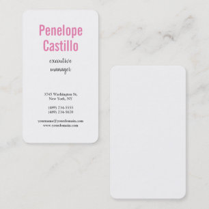 Carte De Visite Professionnel Moderne Simple Rose Blanc