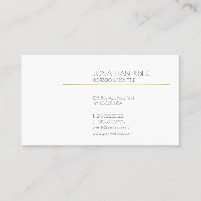Carte De Visite Professionnel Moderne Sophistiqué Propre Plain (Devant)