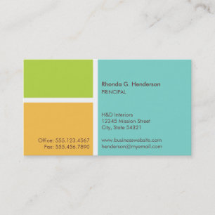 Carte De Visite Professionnel moderne standard de turquoise de