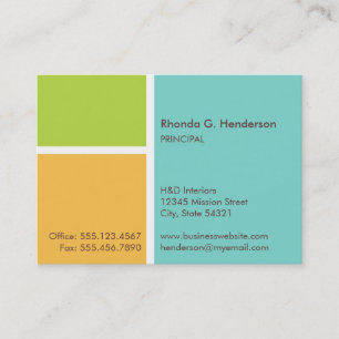 Carte De Visite Professionnel moderne surdimensionné de turquoise