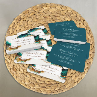 Carte De Visite Professionnel moderne Turquoise Gold Abstrait