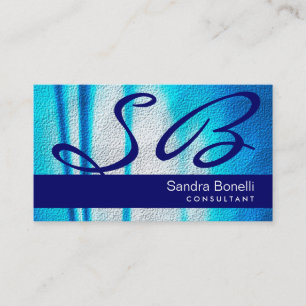 Carte de visite professionnel Monogramme bleu