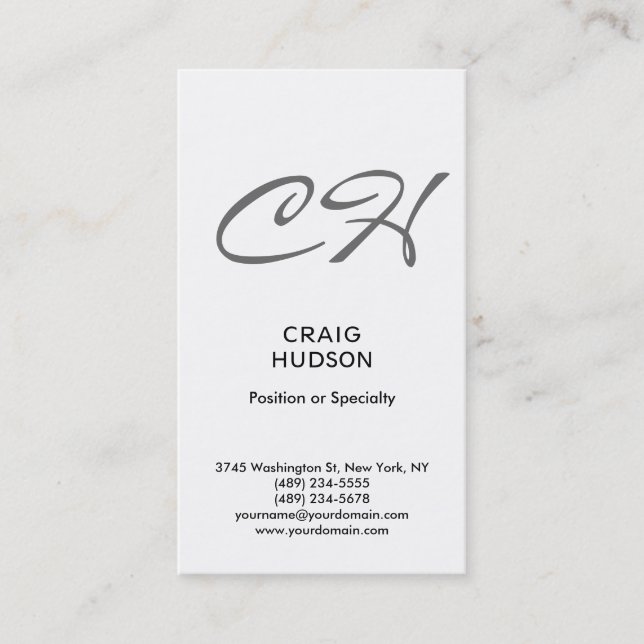 Carte de visite professionnel Monogramme de script (Devant)