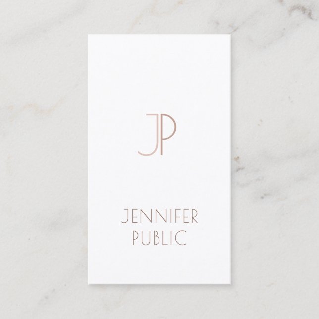 Carte De Visite Professionnel Monogramme Plain Élégant Moderne Lux (Devant)