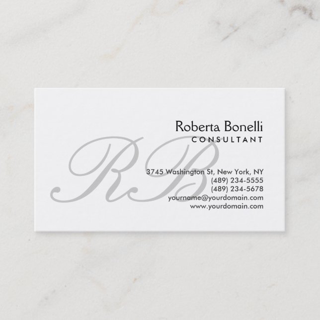 Carte de visite professionnel Monogramme Script (Devant)