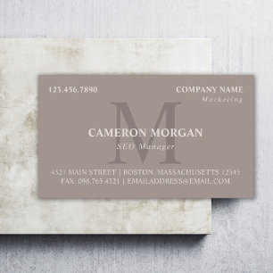 Carte De Visite Professionnel Monogrammé Taupe