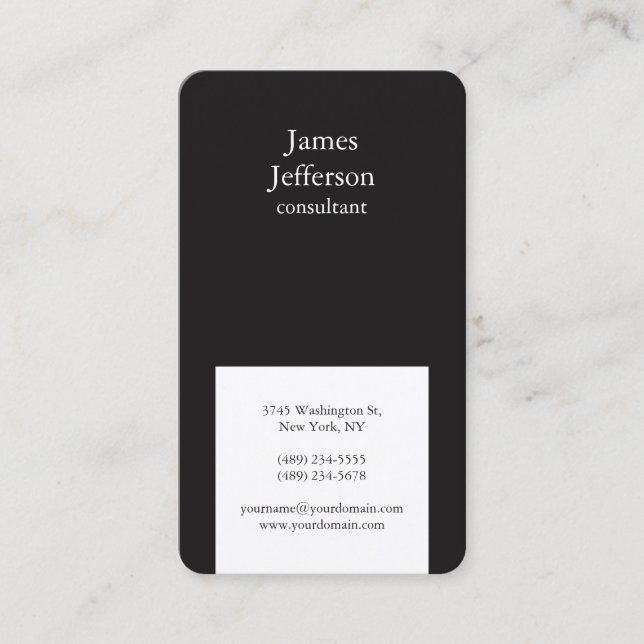 Carte De Visite Professionnel Noir & Blanc Moderne Design tendance (Devant)